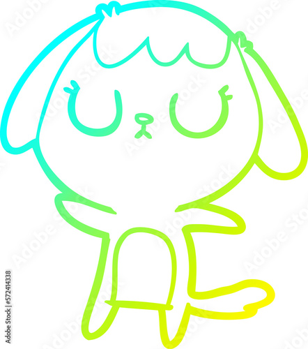 cold gradient line drawing cute cartoon dog