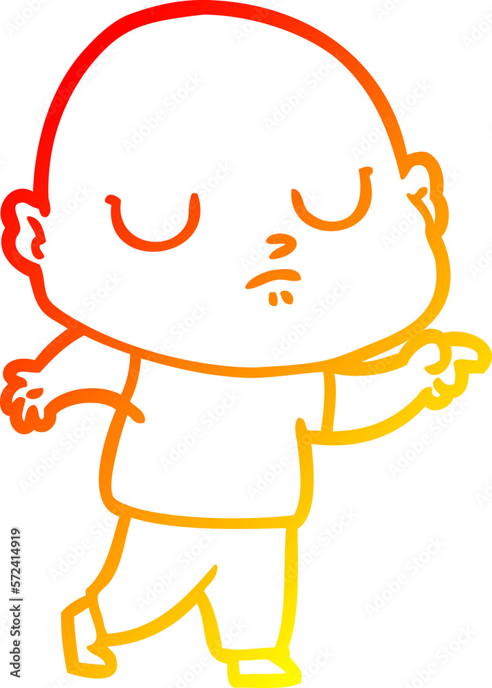 warm gradient line drawing cartoon bald man warm gradient line drawing cartoon bald man