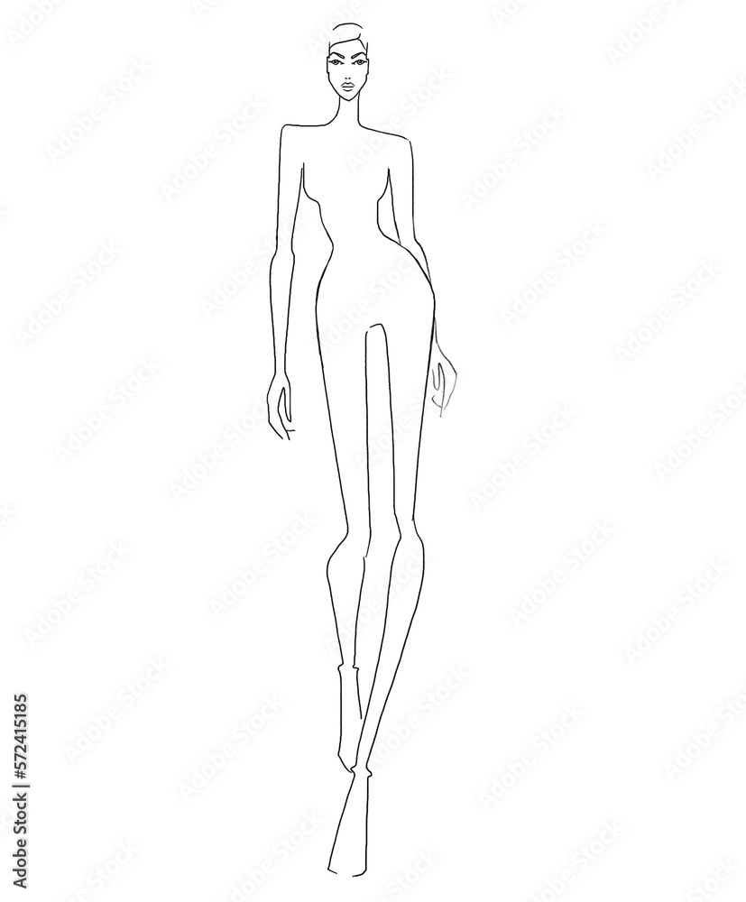 Fashion templates. Croquis. A figure of a woman on a white background Fashion templates. Croquis. A figure of a woman on a white background
