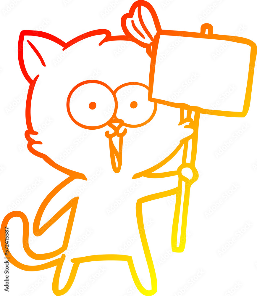 warm gradient line drawing cartoon cat warm gradient line drawing cartoon cat