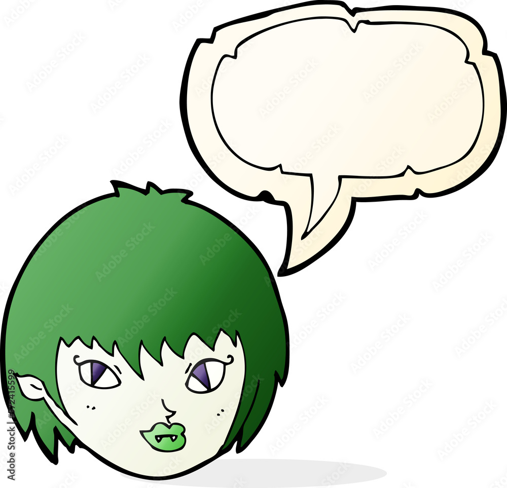 cartoon vampire girl face with speech bubble cartoon vampire girl face with speech bubble