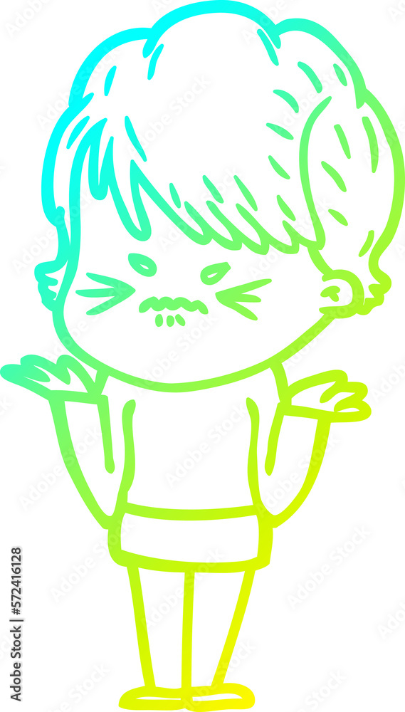 cold gradient line drawing cartoon frustrated woman cold gradient line drawing cartoon frustrated woman