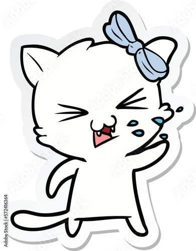 sticker of a cartoon cat