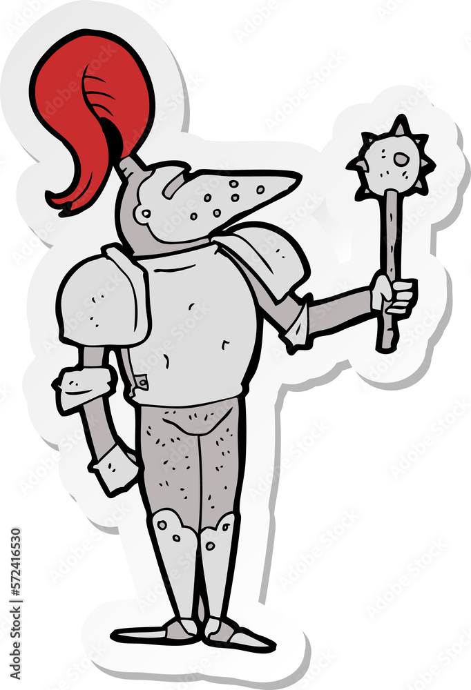 Fototapeta premium sticker of a cartoon medieval knight