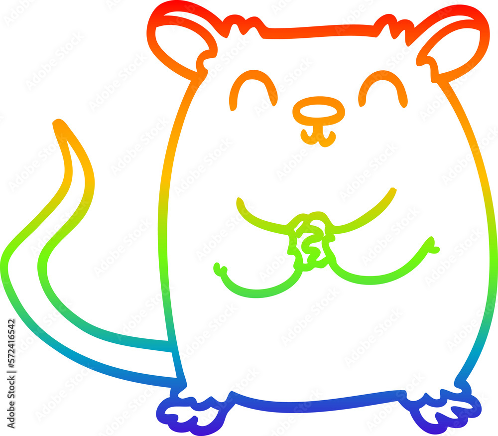 Obraz premium rainbow gradient line drawing cartoon happy mouse