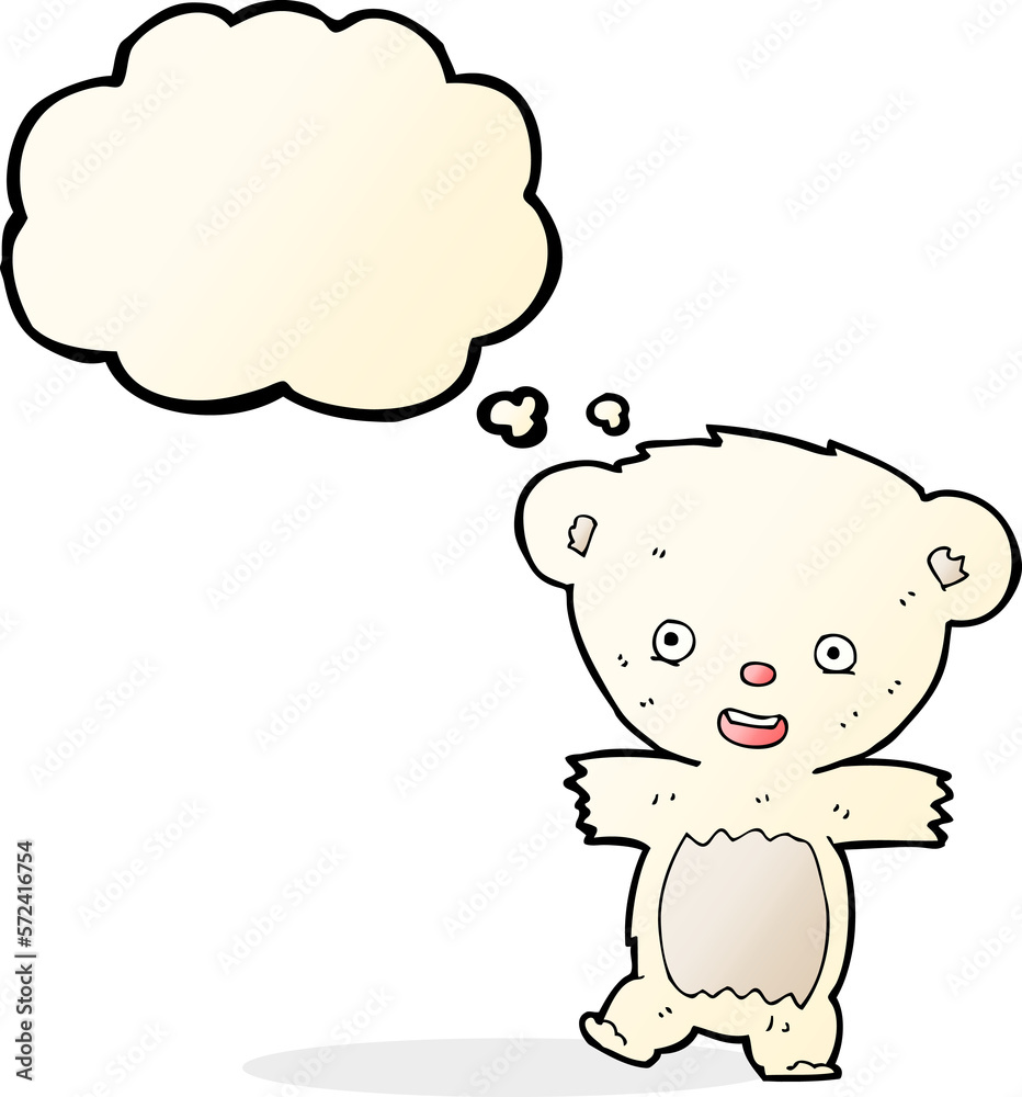 cartoon teddy polar bear cub with thought bubble cartoon teddy polar bear cub with thought bubble