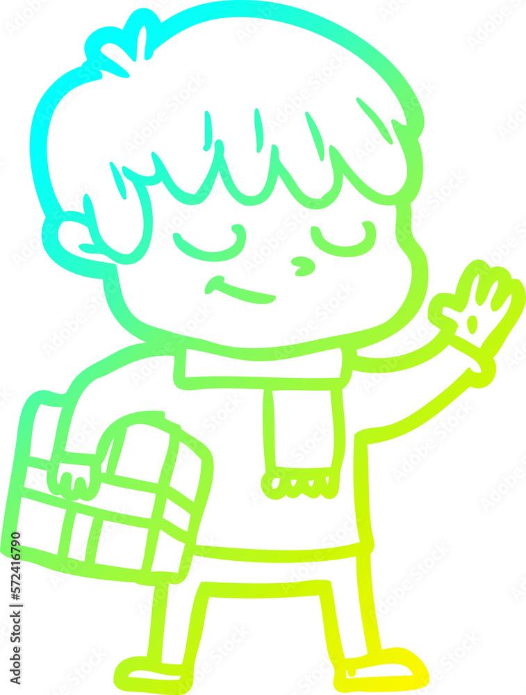 cold gradient line drawing cartoon happy boy cold gradient line drawing cartoon happy boy