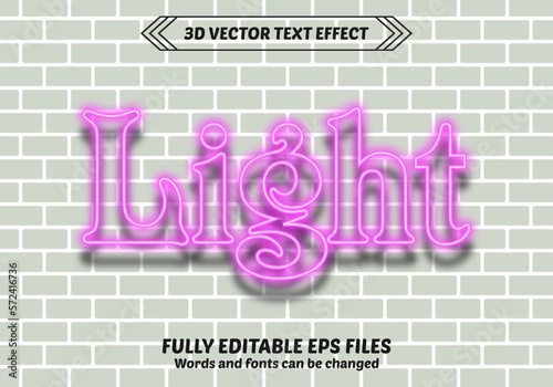 light text effect, editable retro and glowing text style. Neon light wall sign text effect