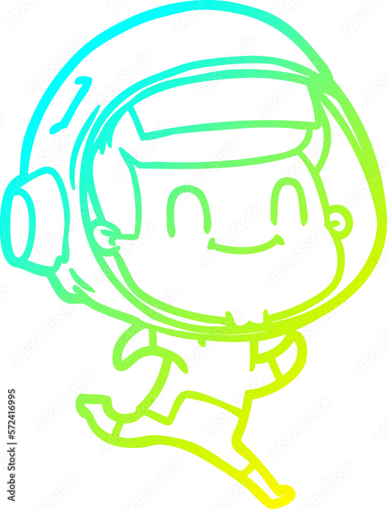 cold gradient line drawing happy cartoon astronaut man cold gradient line drawing happy cartoon astronaut man