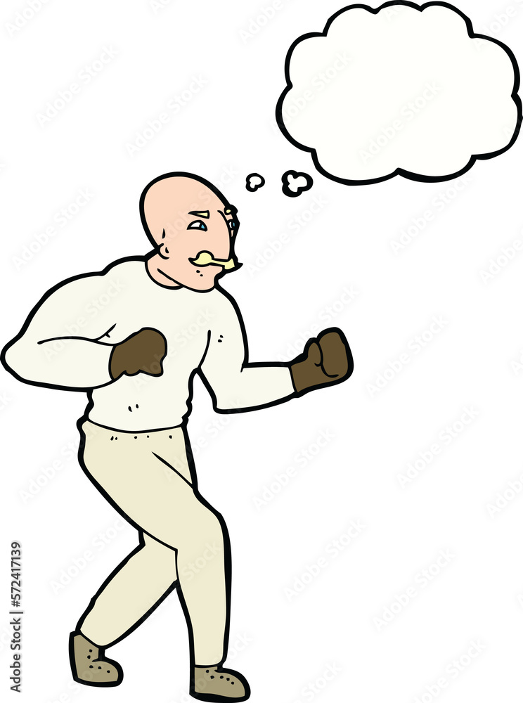 cartoon victorian boxer with thought bubble