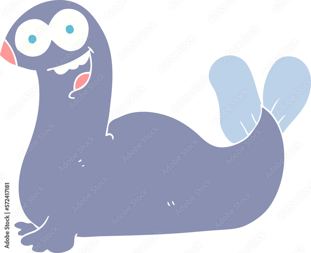 flat color illustration of a cartoon seal flat color illustration of a cartoon seal
