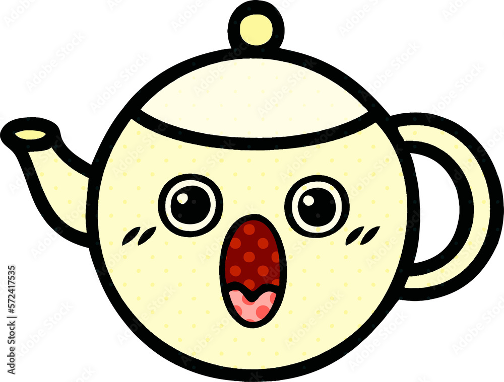 comic book style cartoon tea pot comic book style cartoon tea pot