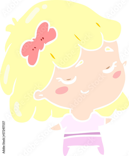 cute flat color style cartoon happy girl
