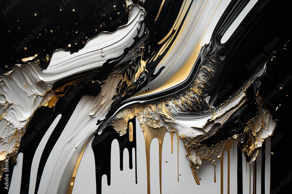 White background, smudges of black paint from top to bottom, drops of