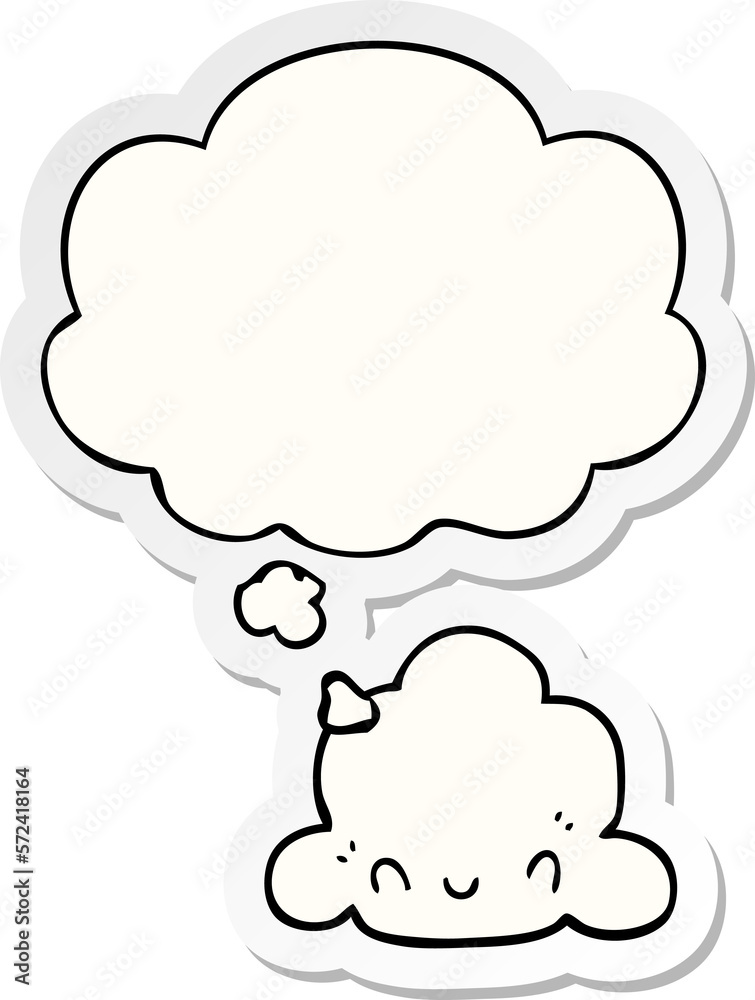 cartoon cloud and thought bubble as a printed sticker cartoon cloud and thought bubble as a printed sticker