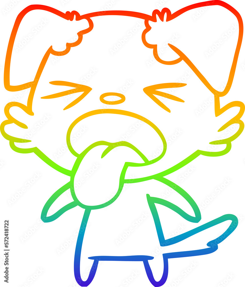 rainbow gradient line drawing cartoon disgusted dog