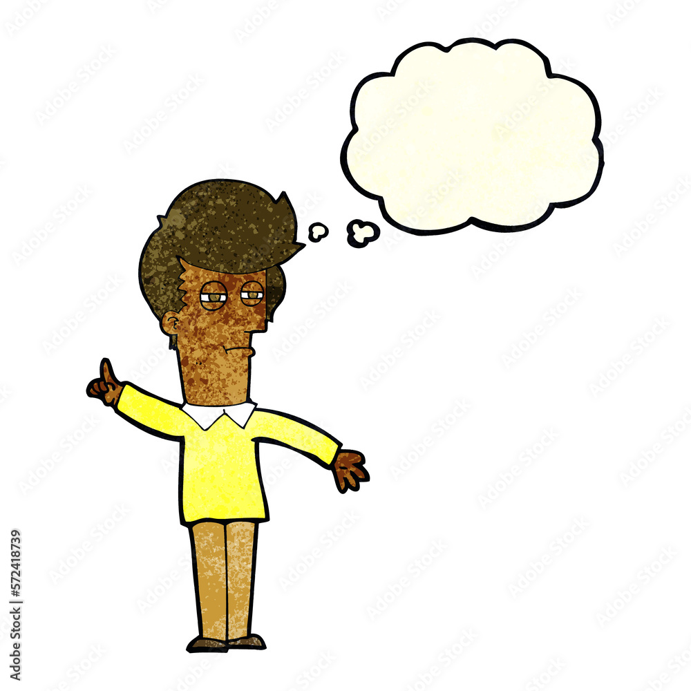 cartoon man narrowing eyes with thought bubble cartoon man narrowing eyes with thought bubble