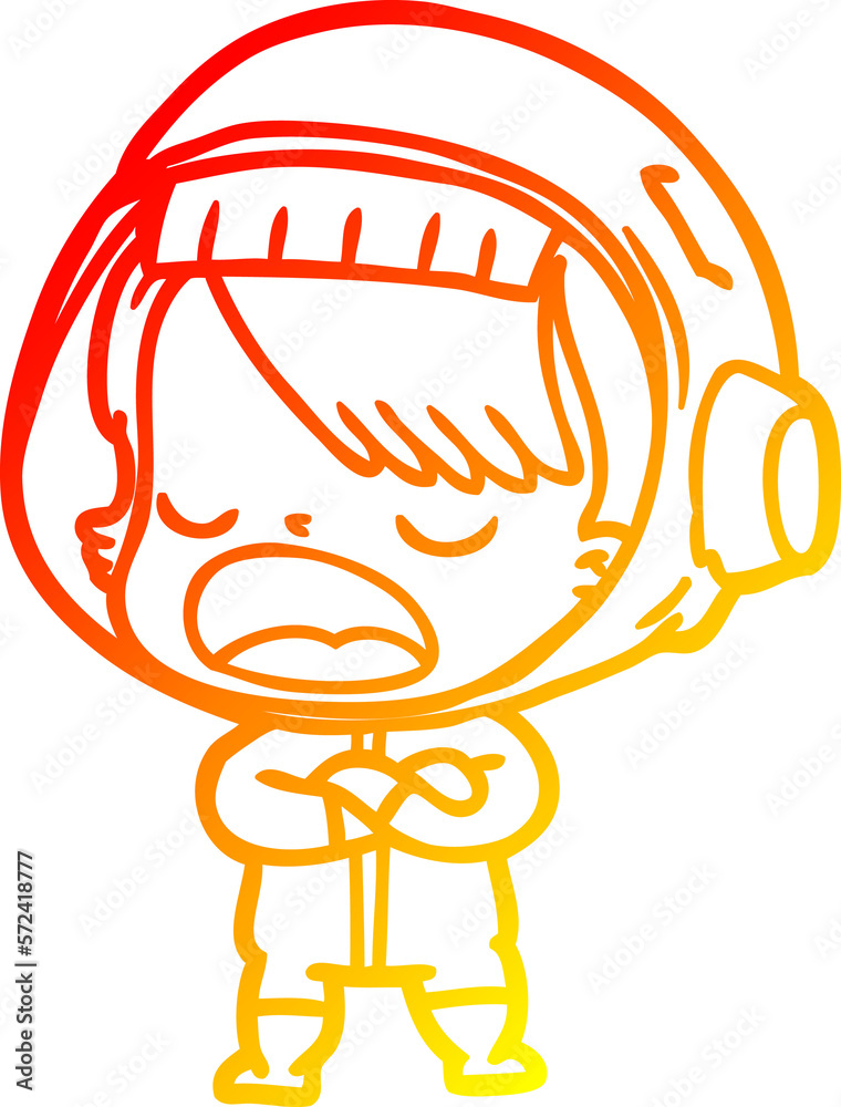 warm gradient line drawing cartoon talking astronaut warm gradient line drawing cartoon talking astronaut