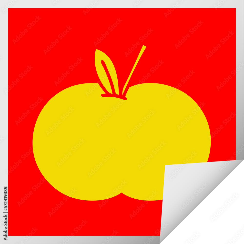 Obraz premium square peeling sticker cartoon juicy apple