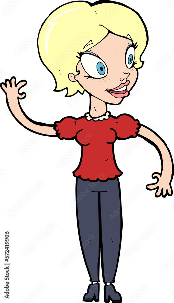 cartoon woman waving cartoon woman waving