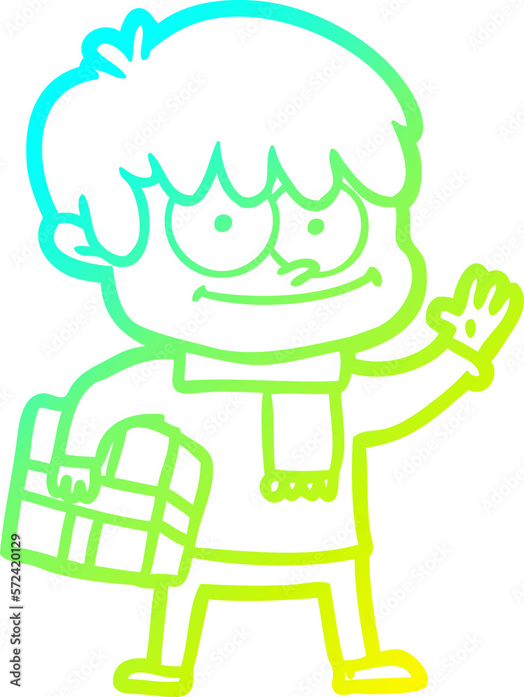 cold gradient line drawing happy cartoon man cold gradient line drawing happy cartoon man