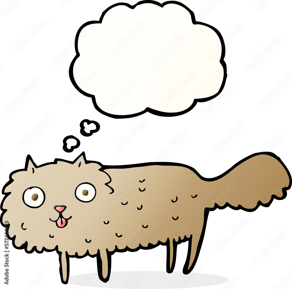 Fototapeta premium cartoon furry cat with thought bubble