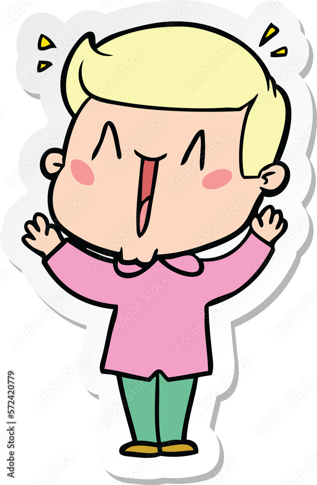 sticker of a cartoon excited man sticker of a cartoon excited man