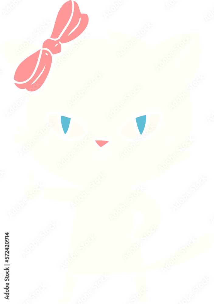 cute flat color style cartoon cat giving thumbs up symbol