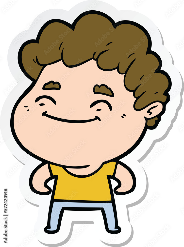 sticker of a cartoon friendly man sticker of a cartoon friendly man