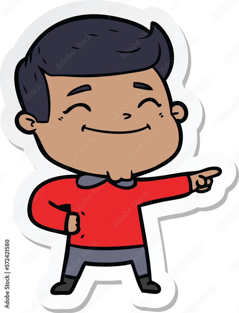sticker of a happy cartoon man sticker of a happy cartoon man