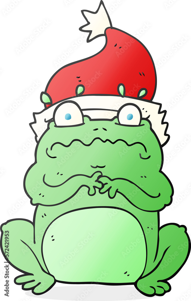 cartoon frog in christmas hat cartoon frog in christmas hat