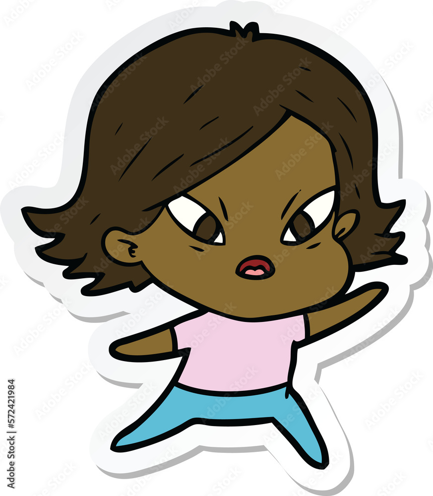 sticker of a cartoon stressed woman sticker of a cartoon stressed woman
