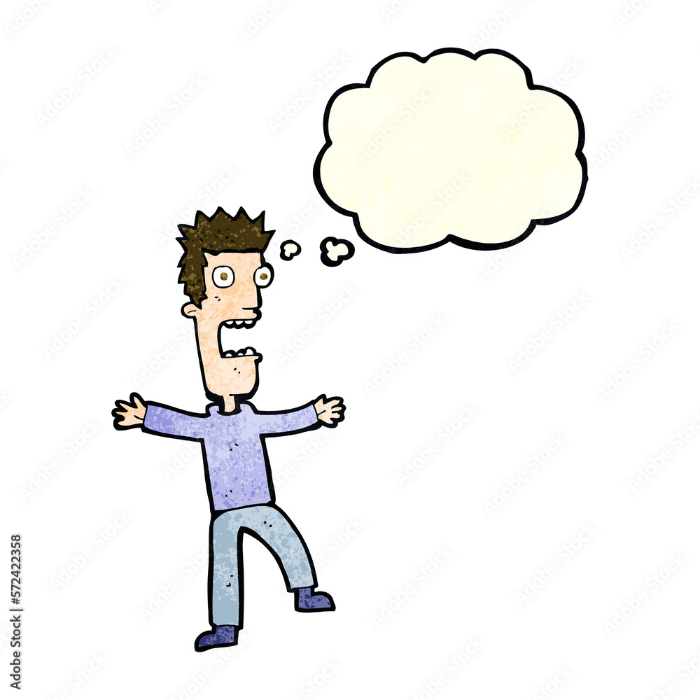 cartoon terrified man with thought bubble cartoon terrified man with thought bubble