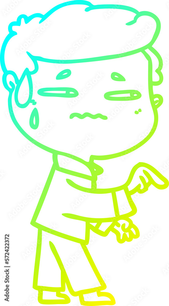 cold gradient line drawing cartoon anxious man pointing cold gradient line drawing cartoon anxious man pointing