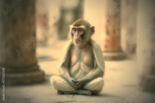 meditating monkey  buddha figure. sketch art for artist creativity and inspiration. generative AI
