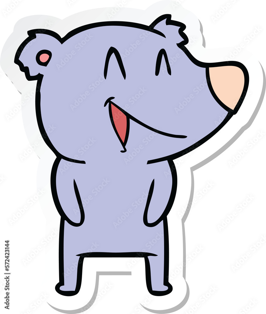 Obraz premium sticker of a laughing bear cartoon