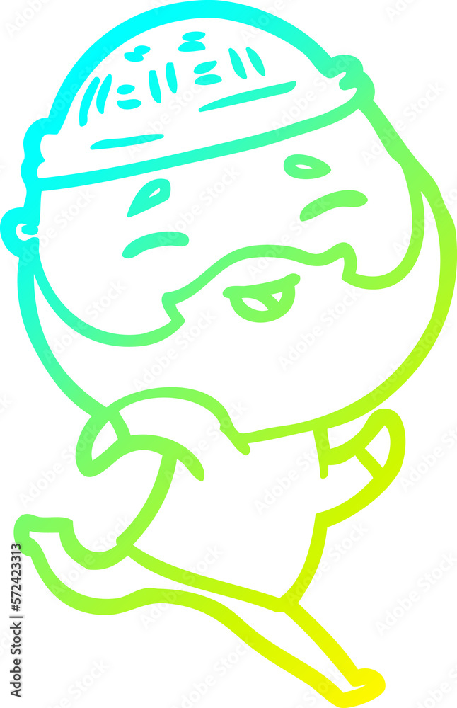 cold gradient line drawing cartoon happy bearded man cold gradient line drawing cartoon happy bearded man