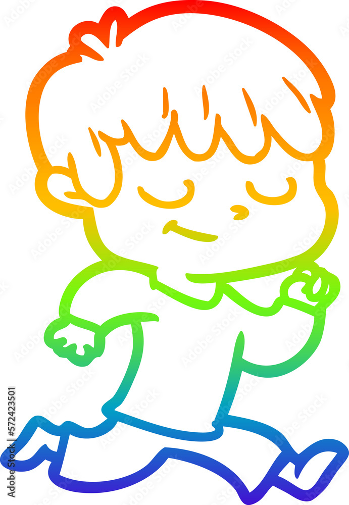 Obraz premium rainbow gradient line drawing cartoon happy boy