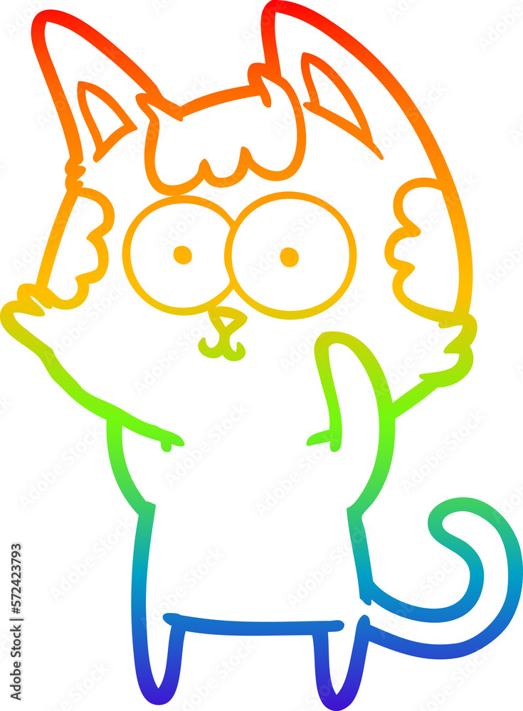rainbow gradient line drawing happy cartoon cat rainbow gradient line drawing happy cartoon cat
