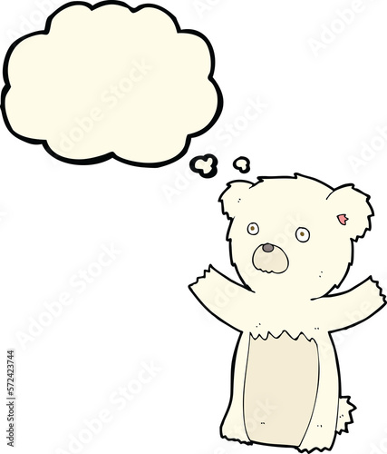 cartoon polar bear cub with thought bubble