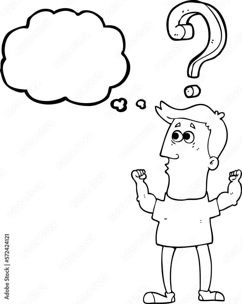 thought bubble cartoon man with question thought bubble cartoon man with question