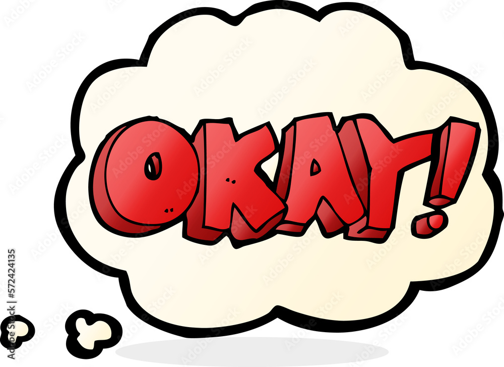 cartoon okay sign with thought bubble cartoon okay sign with thought bubble