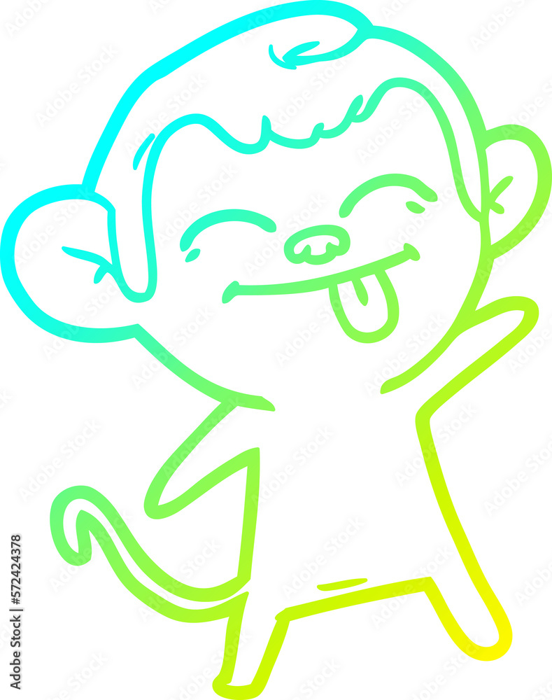 cold gradient line drawing funny cartoon monkey cold gradient line drawing funny cartoon monkey