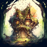 haunted house in the woods. generative ai