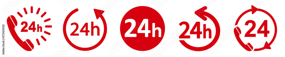 Set round-the-clock support icons, twenty four hours – vector Set round-the-clock support icons, twenty four hours – vector