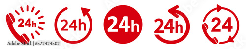 Set round-the-clock support icons, twenty four hours – vector