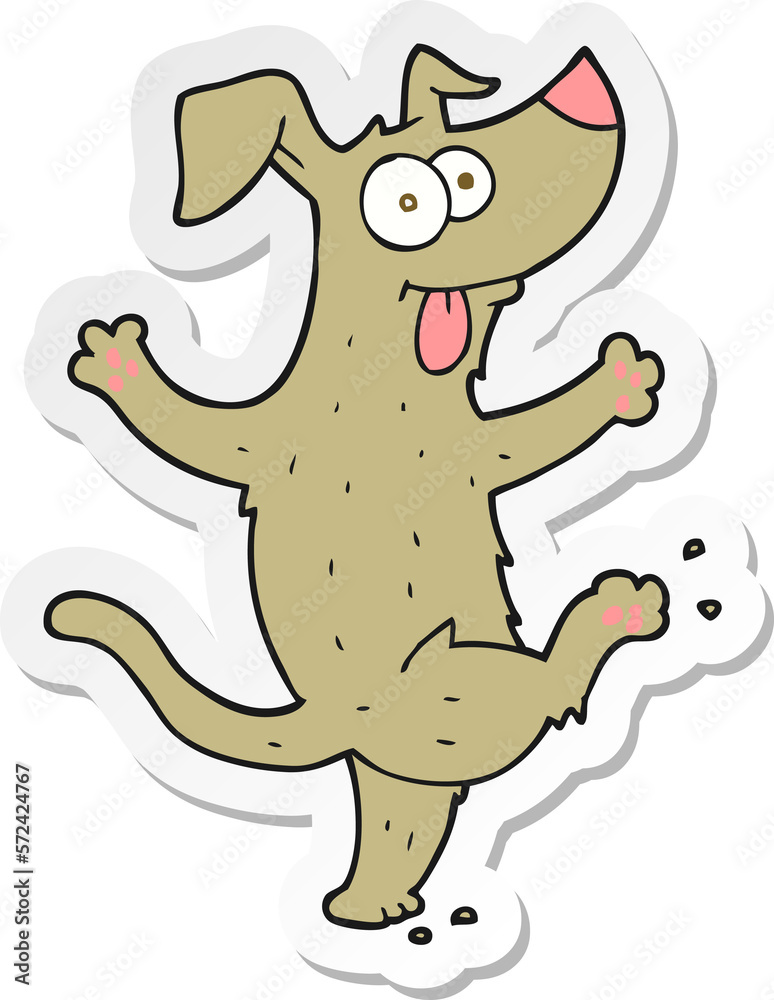 Fototapeta premium sticker of a cartoon dancing dog