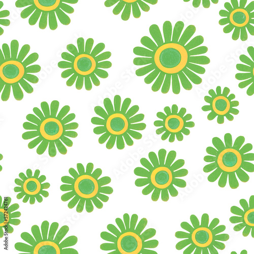 Flowers seamless pattern. Abstract floral minimal design illustration. Trendy colorful summer green flowers on white background. Modern floral pattern tile for fashion textile fabric  cloth  decor