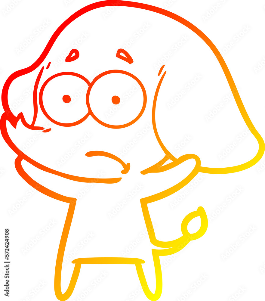 warm gradient line drawing cartoon unsure elephant warm gradient line drawing cartoon unsure elephant