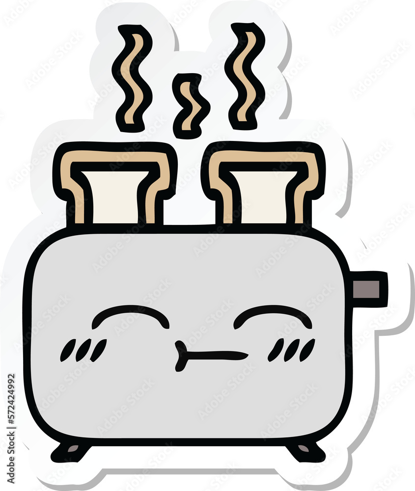 sticker of a cute cartoon of a toaster sticker of a cute cartoon of a toaster